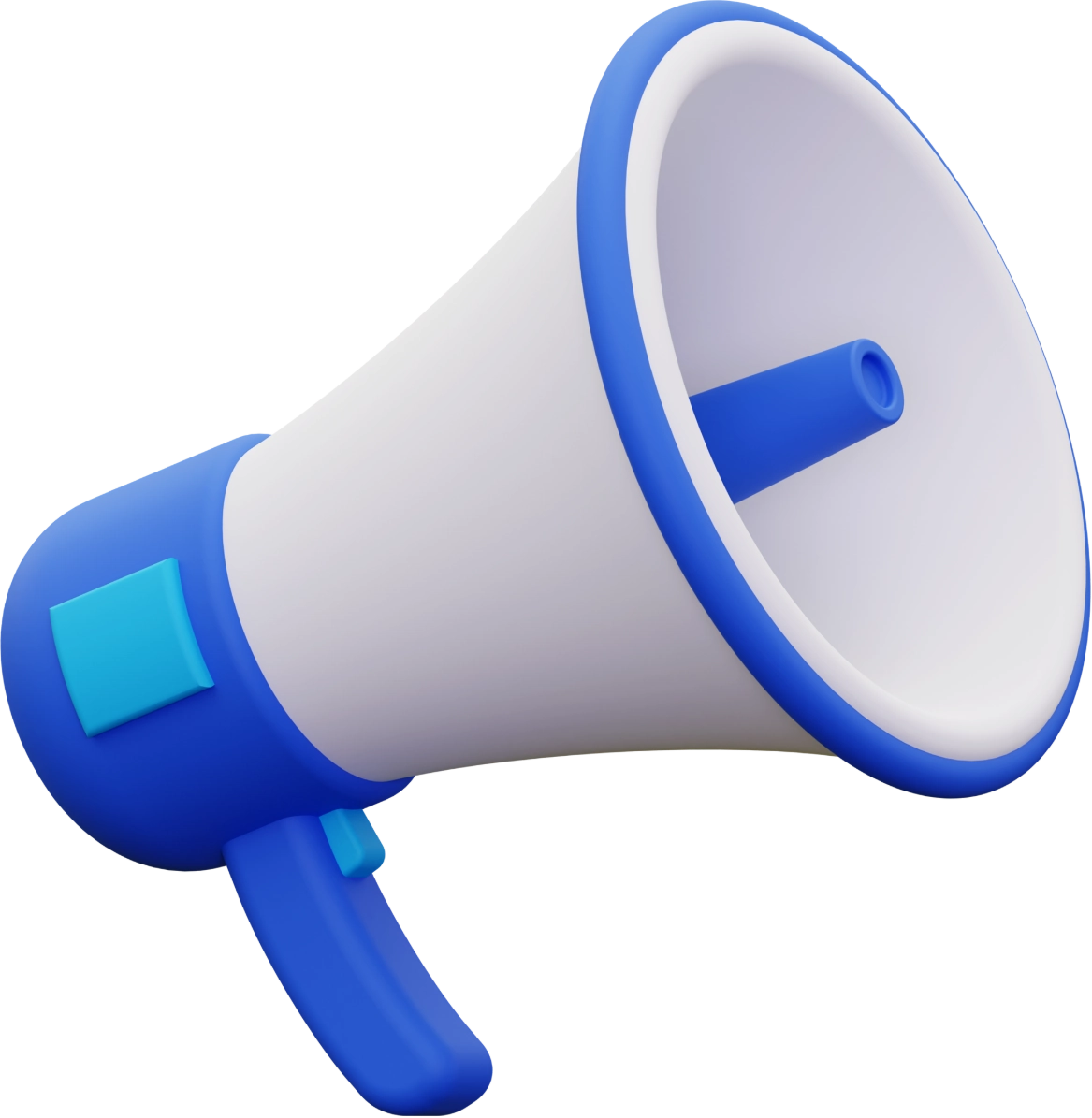Ilustración de un megáfono azul y blanco